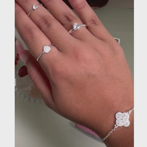 Pulseira Prata Trevo da Sorte Cristais Brilhantes