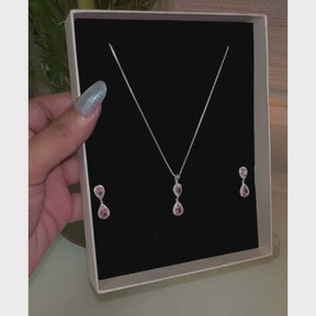 Conjunto Prata Serena Gotas de Luxo Cristal Brilhante