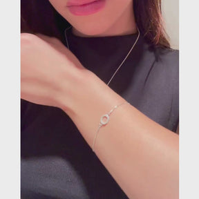 Pulseira Prata Redonda de Cristal Elo Português