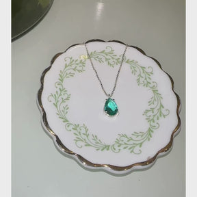 Colar Prata Jasmine Gota Caixa Cristal Cravejado