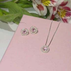 Conjunto Prata Isabel Moldura Iluminado Redondo Cravejado